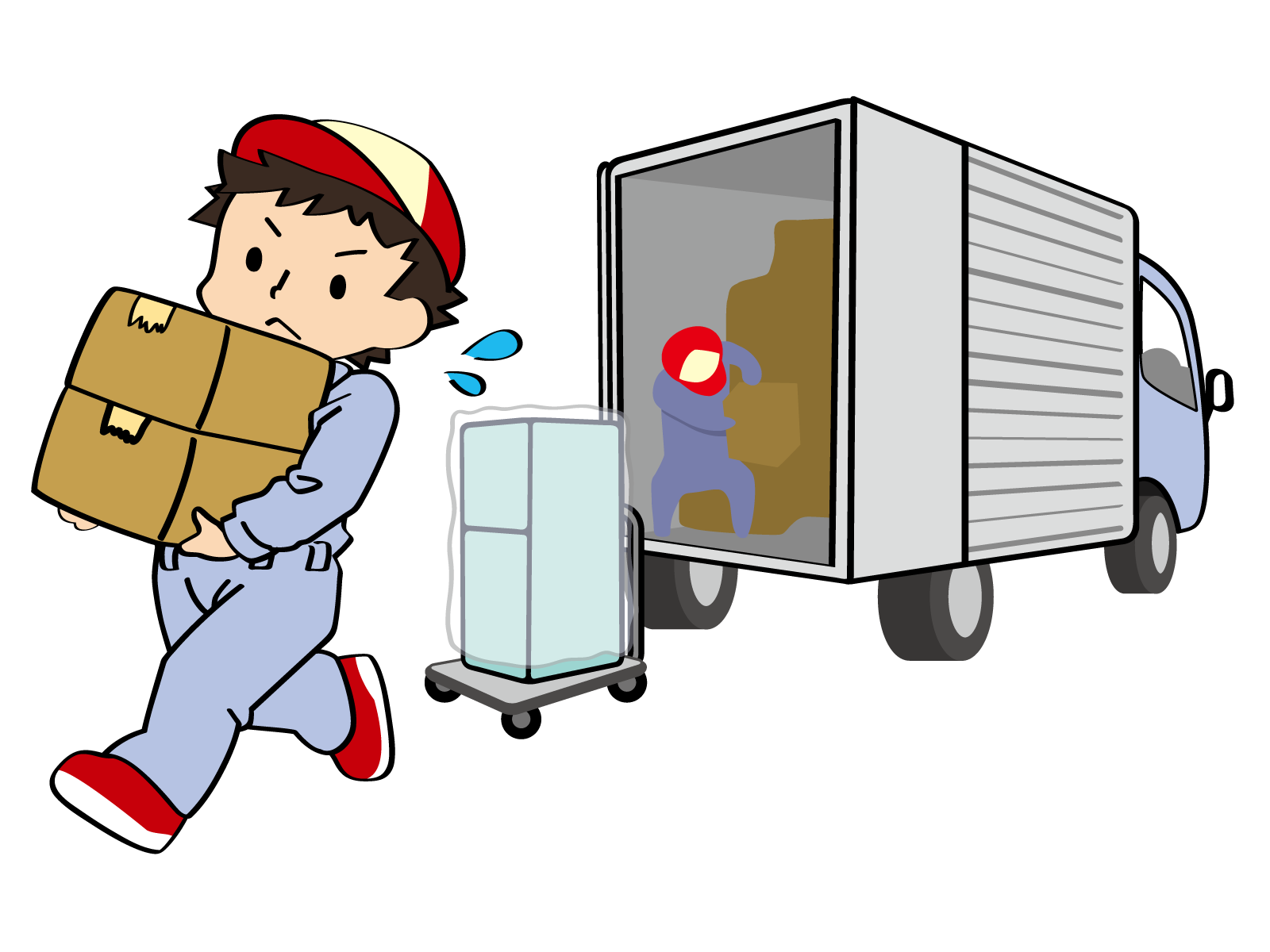 引越しの業者が荷物出し入れしてる