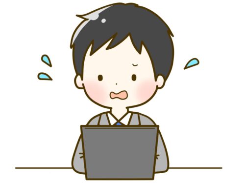 引越し業者をネットで探しているけど予約が取れずに焦る男性