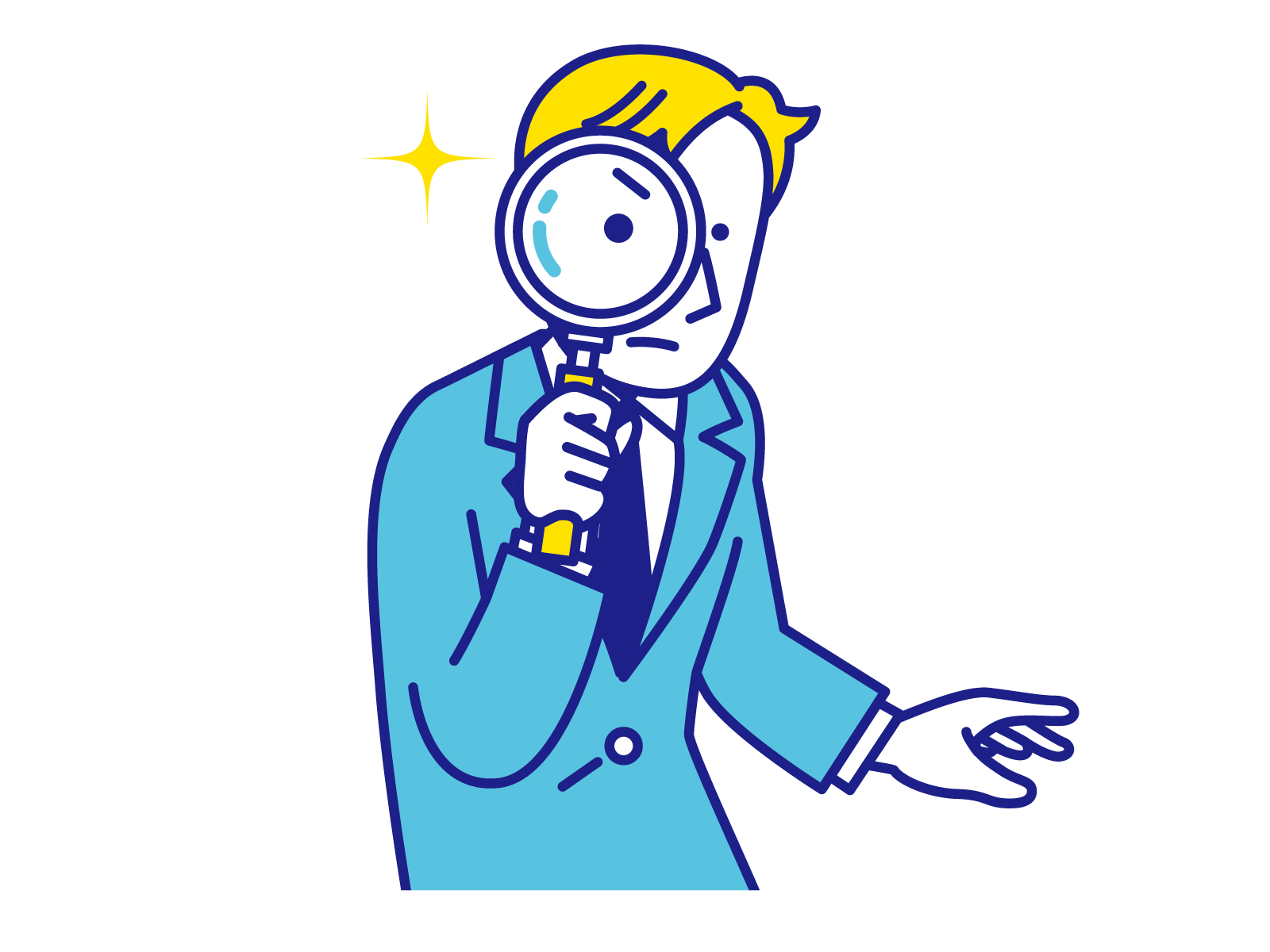比較するための虫目眼を持っている男性
