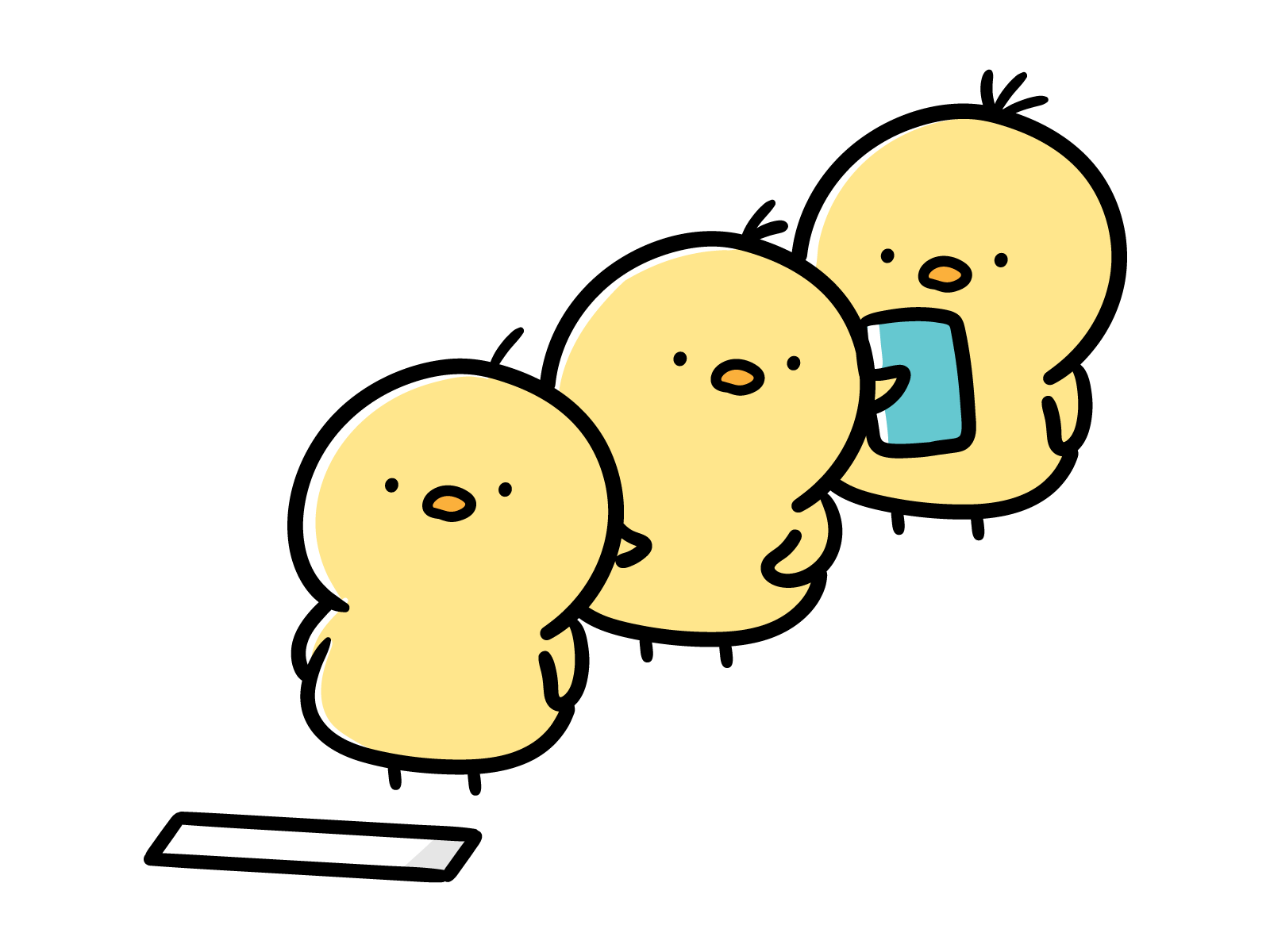 順番待ちするヒヨコ