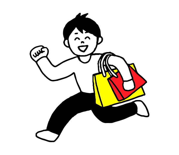 プラモとプラモ用品をウキウキして買ってきた男性