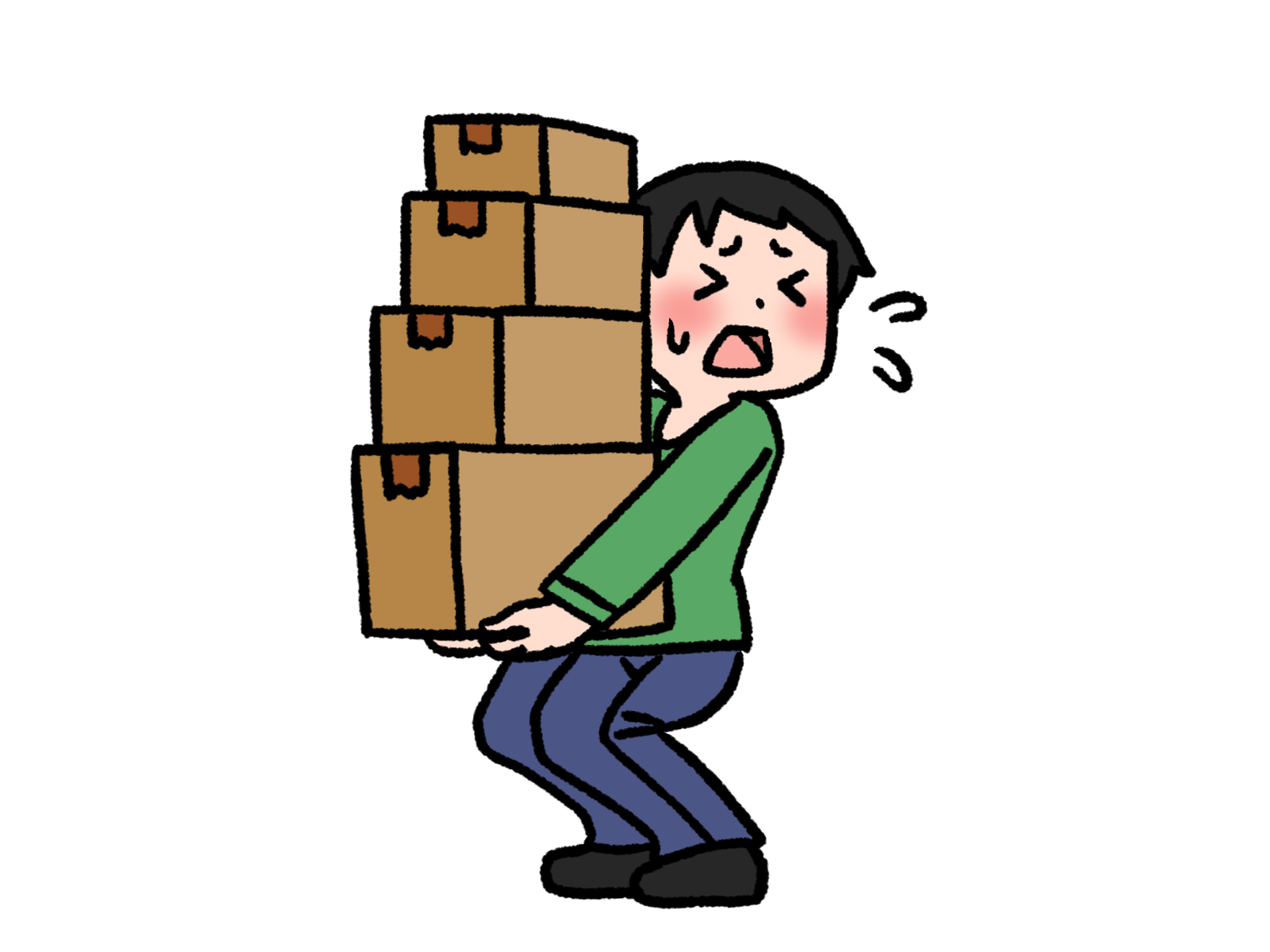 大量に積みプラの入った段ボールを持っている男性