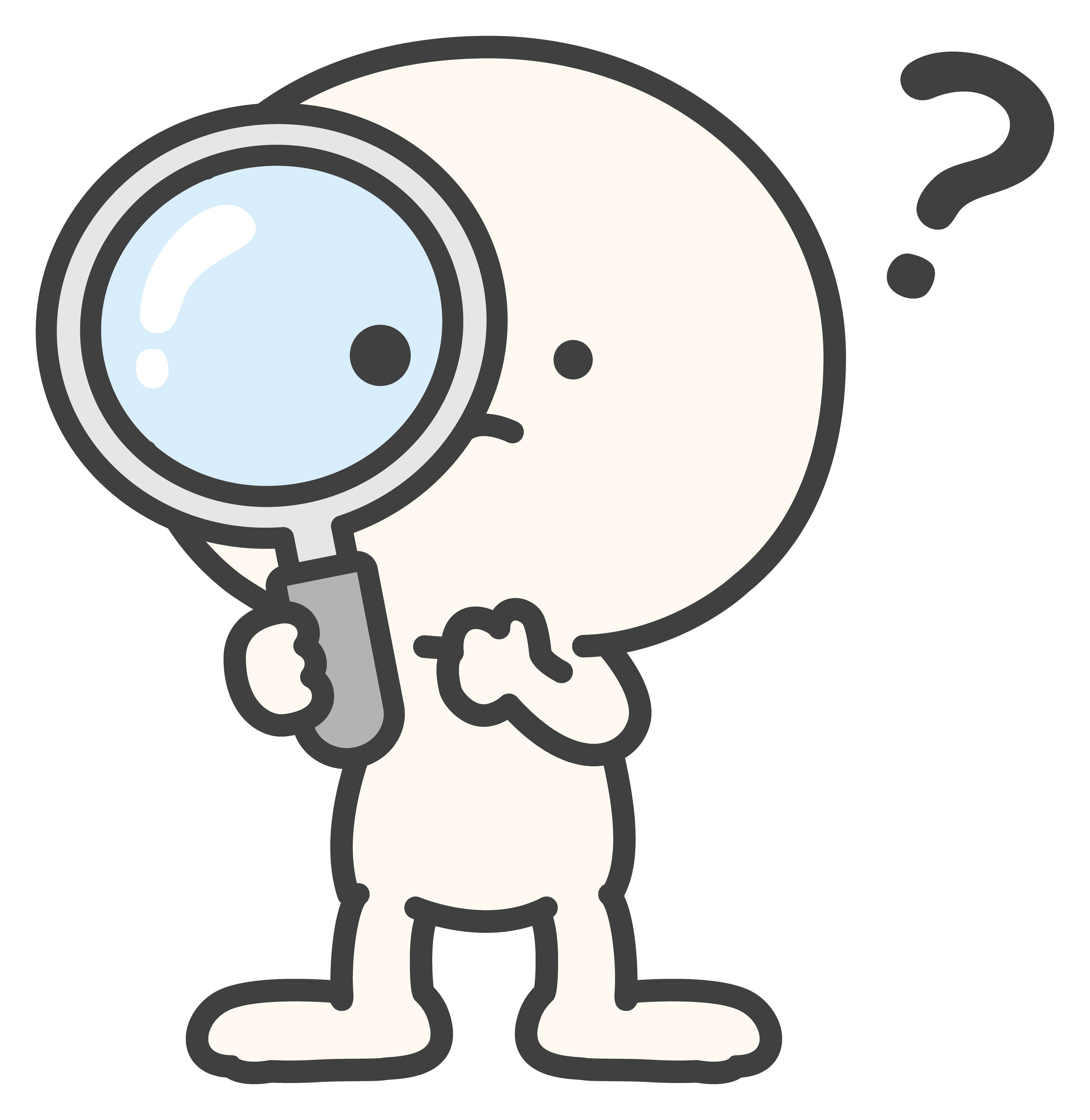 疑問を感じて虫眼鏡をのぞく人